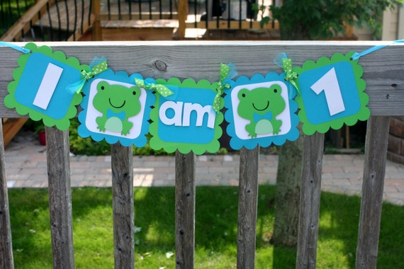 Frog I am 1 Highchair Banner, Frog Birthday Decorations, Frog Birthday Banner, Frog I am 1 Banner, First Birthday, Paper Goods, Frog Decor Il_570xn
