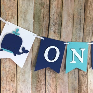 ONE Whale High Chair Banner, Whale Banner, Whale First Birthday, Under the Sea Banner, Preppy Whale Decorations, Whale Photo Prop,ONE Banner image 3