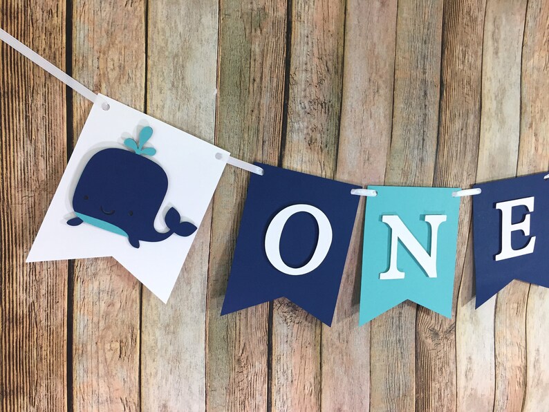 ONE Whale High Chair Banner, Whale Banner, Whale First Birthday, Under the Sea Banner, Preppy Whale Decorations, Whale Photo Prop,ONE Banner image 3