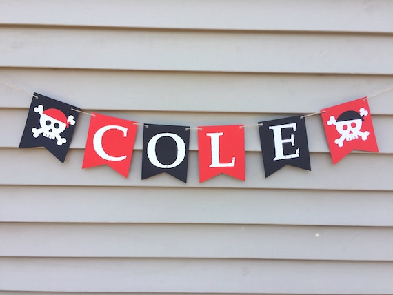 Pirate Name Banner, Pirate Birthday Decorations, Pirate Birthday Banner, Pirate Party, Pirate Photo Shoot Props, Pirate Cake smash banner Il_570xn