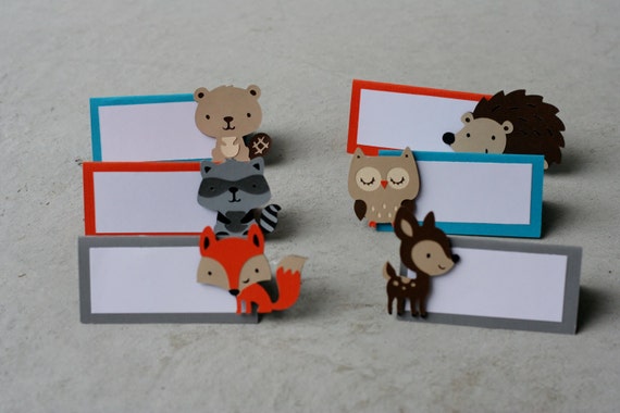 12 Woodland Place Cards, Woodland Tented Food Cards, Woodland Food Labels, Woodland Birthday Decorations, Woodland Baby Shower decorations, Il_570xn