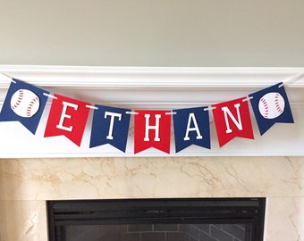 Baseball Name Banner, Baseball Birthday Banner, Baseball Party Decorations, Baseball Photo Prop Banner, Baseball Baby Shower Banner