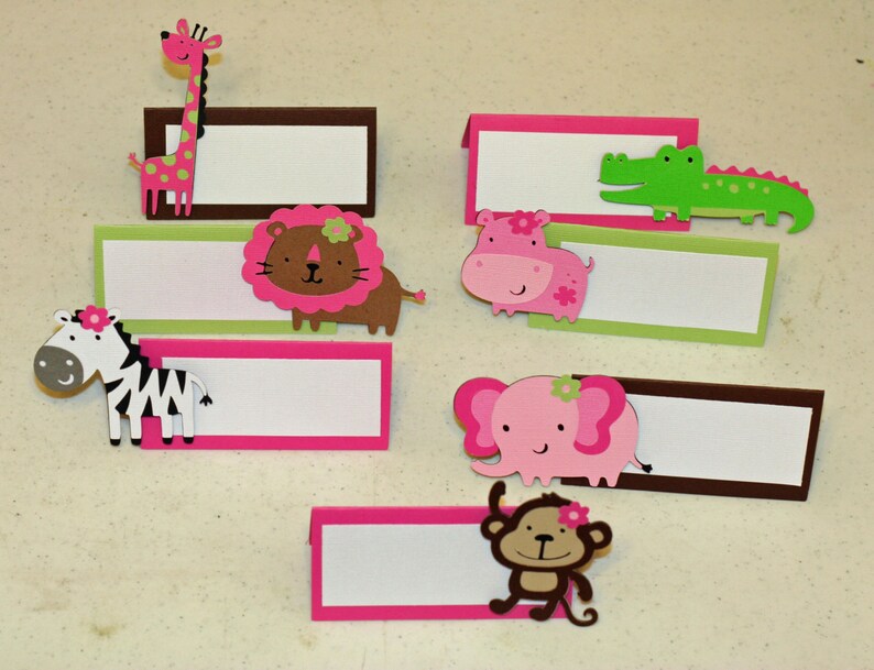 12 Girly Jungle Animal Cupcake Toppers Girl Jungle Birthday Etsy