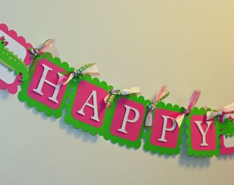 Alligator Banner, Alligator Happy Birthday Banner, Alligator Birthday, Happy Birthday Banner, Alligator 1st birthday, Pink Alligator