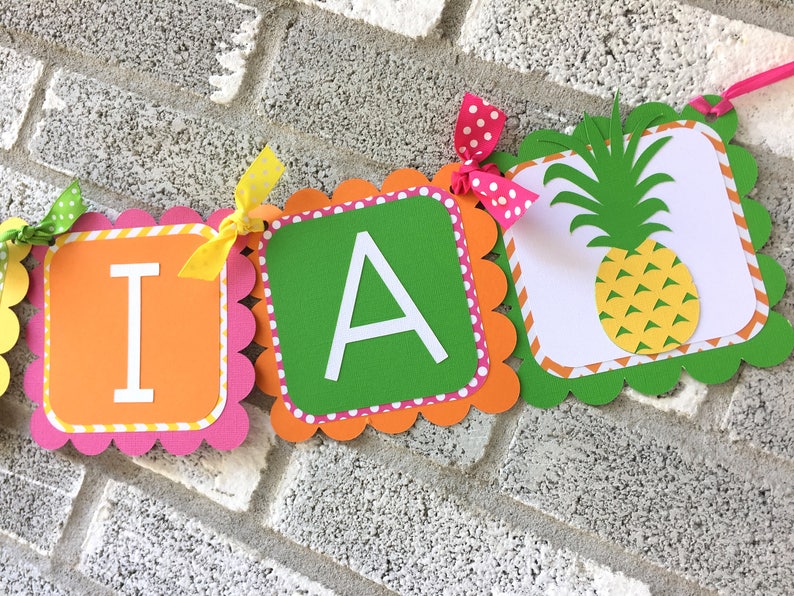 Tutti Fruity Name Banner, Two-tti Frutti Banner, Tutti Frutti Banner, Pineapple Banner, Name Banner, Fruit Birthday Banner, Summer Birthday image 4