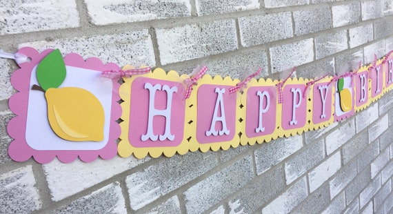 Lemonade Banner, Lemon Birthday Banner, Pink Lemonade Banner, Lemonade Photo Prop, Lemonade Birthday Decorations, Lemon Happy Birthday Il_570xn