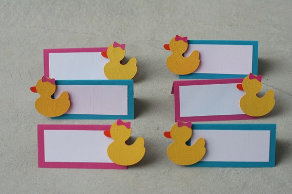 12 Girl Duck Placecards/Food table cards, Ducky Favor Tags, Rubber Duck, Duck Birthday, Ducky Baby Shower, Rubber Duck Decorations, Ducky Il_570xn