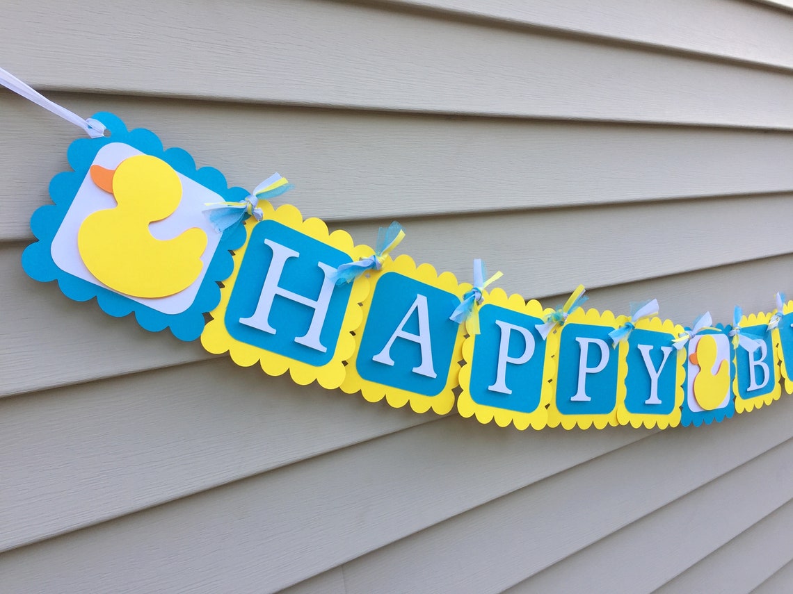 Rubber Ducky Happy Birthday Banner Ducky Birthday Banner Etsy