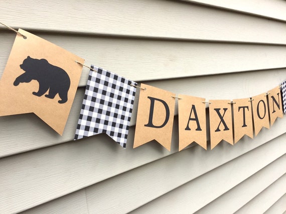 Lumberjack Banner, Name Banner, Buffalo Plaid Banner, Rustic Birthday, Lumberjack Baby Shower, Rustic First Birthday Decorations, Lumberjack Il_570xn