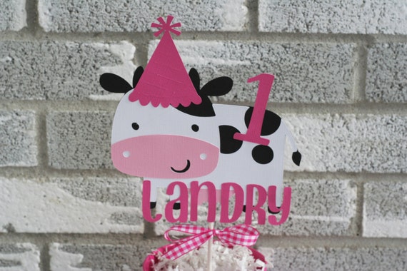 Girl Farm Cow Smash Cake Topper, farm decor, paper goods, girl farm party, barnyard birthday, farm birthday, farm baby shower, farm banner Il_570xn