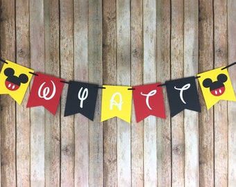 Mickey Mouse Name Banner, Mickey Mouse Banner, Mickey Mouse Birthday, Mickey First Birthday Decorations, Mickey Photo Prop Banner, clubhouse