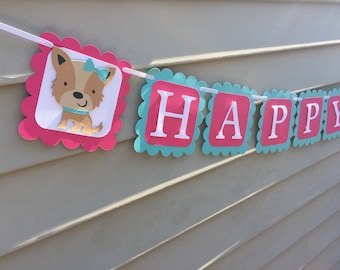Dog Banner, Dog Birthday Banner, Puppy Banner, Puppy Happy Birthday Banner, Puppy and Kitty Banner, Puppy and Kitty Party, First Birthday