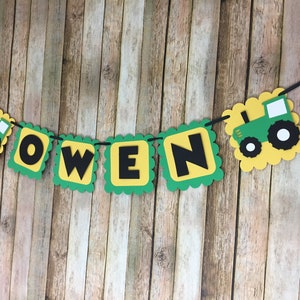 Tractor Name Banner, Tractor Banner, Tractor Birthday Banner, Green and Yellow Tractor Banner, Farm Name Banner, Barnyard Banner image 3