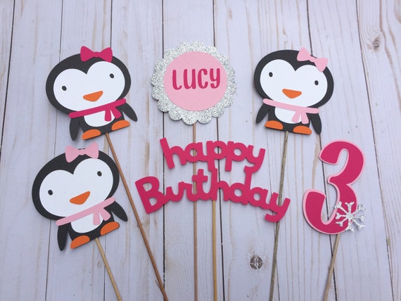 6 Pc Penguin Centerpiece Pick Set, Winter Onederland Decorations, Penguin Birthday Decorations, First Birthday Centerpiece, Penguin Il_570xn