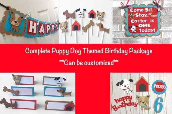 Complete Puppy Dog Birthday Package, Puppy Party Decorations, Lets Pawty theme, Boy Birthday Decor, Puppy Birthday Decorations, Puppy Banner Il_570xn