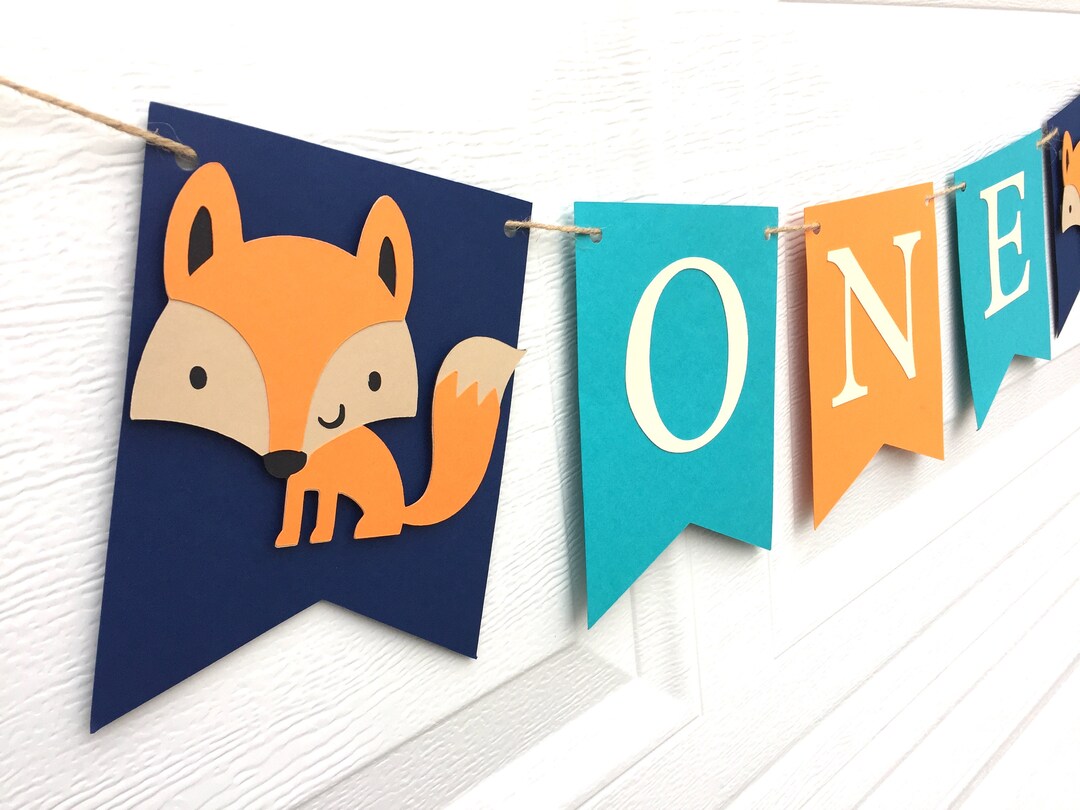 Wild ONE Banner, Woodland Banner, Fox Banner, Wild One Birthday Banner ...