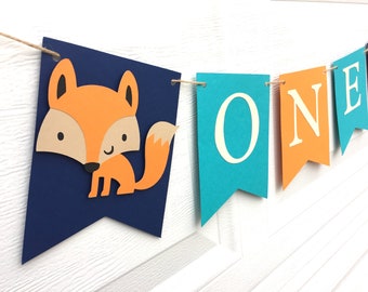 Wild ONE Banner, Woodland Banner, Fox Banner, Wild One Birthday Banner, Woodland Party Decorations, Wild ONE Photo Prop, Woodland Birthday