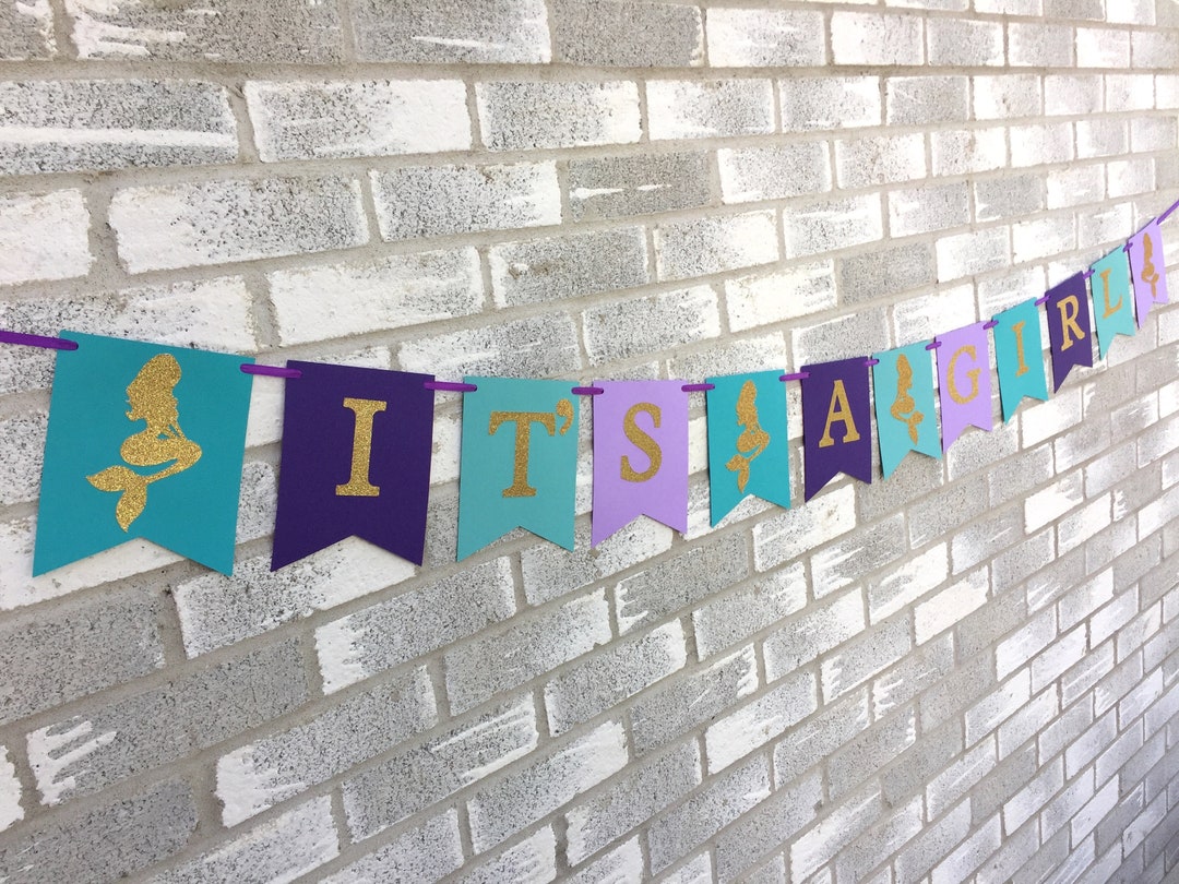 Mermaid It's a Girl Banner, Mermaid Banner, Mermaid Baby Shower Banner ...