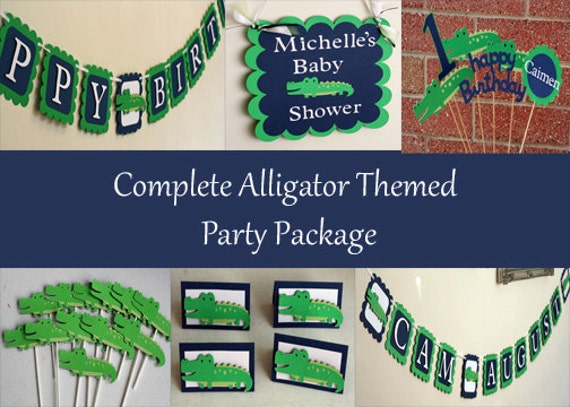 Green and Blue Alligator Complete Birthday Party Package, Alligator Birthday, Aligator Baby Shower Il_570xn