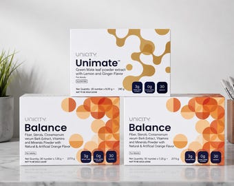 Unicity Balance & Unimate Bundle Pack of 3 | 60 Balance Sachets + 30 Unimate Lemon Sachets | Wellness Drink Mix