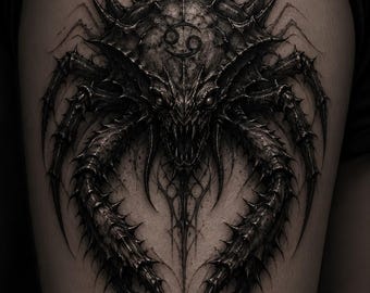 Diseño de tatuaje de Cáncer / Tatuaje del zodíaco oscuro / Plantilla de tatuaje gótico / Diseño de tatuaje masculino / Tatuaje imprimible / Descarga instantánea