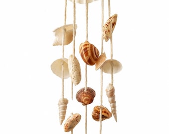 Handmade Seashell Wind Chime, Coastal Beach House Hanging Decor, Starfish Accent Mobile