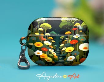 Green Case for AirPods 3: Custom AirPods Protective Case with Beautiful Floral Pattern for Keychains