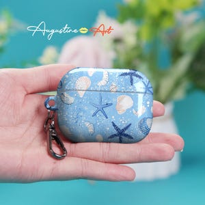 Étui personnalisé pour Airpods Pro 1/2/3, étoile de mer bleue, cadeau de remise des diplômes pour un ami, porte-clés inclus