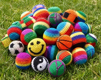 Sacos de malabares de ganchillo hechos a mano, pelotas de footbag multicolor, juguete sensorial antiestrés, recuerdo de fiesta