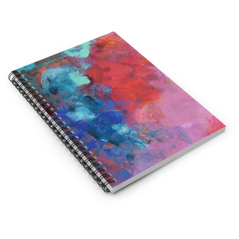 Abstract Art Spiral Notebook, Red Blue Artistic Journal, Modern ...
