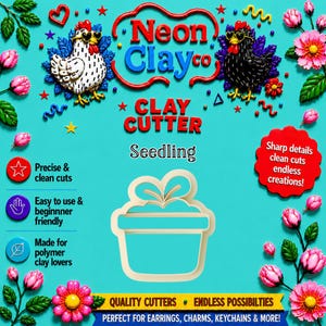 Seedling Polymer Clay Cutter | Potted Plant Cutter | Sprouting Plant Clay Cutter | Gardening Earring Cutter