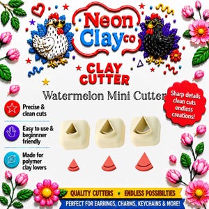 Watermelon Mini Polymer Clay Cutter Set | Tiny Watermelon Slice Clay Cutters | Summer Fruit Earring Cutter | Charm Tool | 3 Sizes