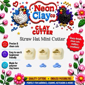Straw Hat Mini Polymer Clay Cutter Set | Tiny Sun Hat Clay Cutters | Summer Earring Cutter | Beach Charm Tool | 3 Sizes Available