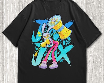 Jax Purple Rabbit T-shirt uniseks, The Amazing Digital Circus Cartoons, TADC, Pomni, Kinger, Zooble, Ragatha, Gangle