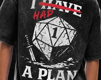Grappig shirt met Dungeons and Dragons-rollenspel, DnD-T-shirt, oversized T-shirt met acid wash - 250 gsm, grunge & goth-streetwear, vintage gewassen T-shirt