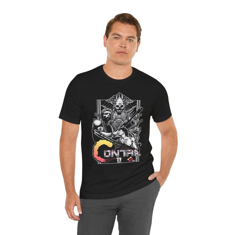 Retro Contra NES Spiel T-Shirt - 80er Jahre Classic Gaming Tee - Unisex T-Shirt Bild 6