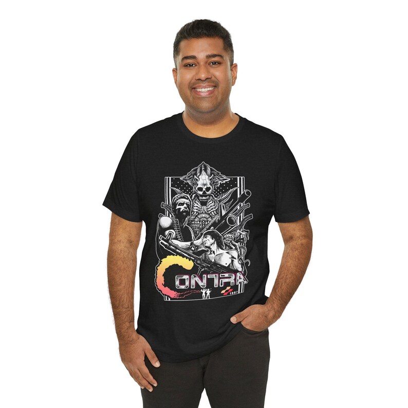 Retro Contra NES Spiel T-Shirt - 80er Jahre Classic Gaming Tee - Unisex T-Shirt Bild 10