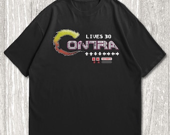 Contra Lives 30, Contra Cheat Code, Retro Contra NES-game-T-shirt, Konami Code T-shirt, retro gaming-T-shirt, klassiek jaren 80 gaming-T-shirt