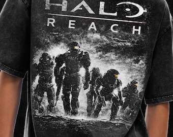 Halo Reach-shirt, Halo Reach 2010 vintage T-shirt, oversized T-shirt met acid wash - 250 gsm, grunge & goth streetwear, vintage gewassen T-shirt