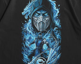 Sterblicher Kombat T-Shirt, Sub-Zero Shirt, Kampfspiel Ninja Shirt, Retro Arcade T-Shirt