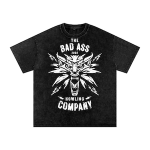 -shirt The Witcher Wild Hunt | Chemise The Witcher Howling Company, cadeau pour gamer fantastique, t-shirt oversize délavé à l'acide, streetwear grunge et gothique, image 15