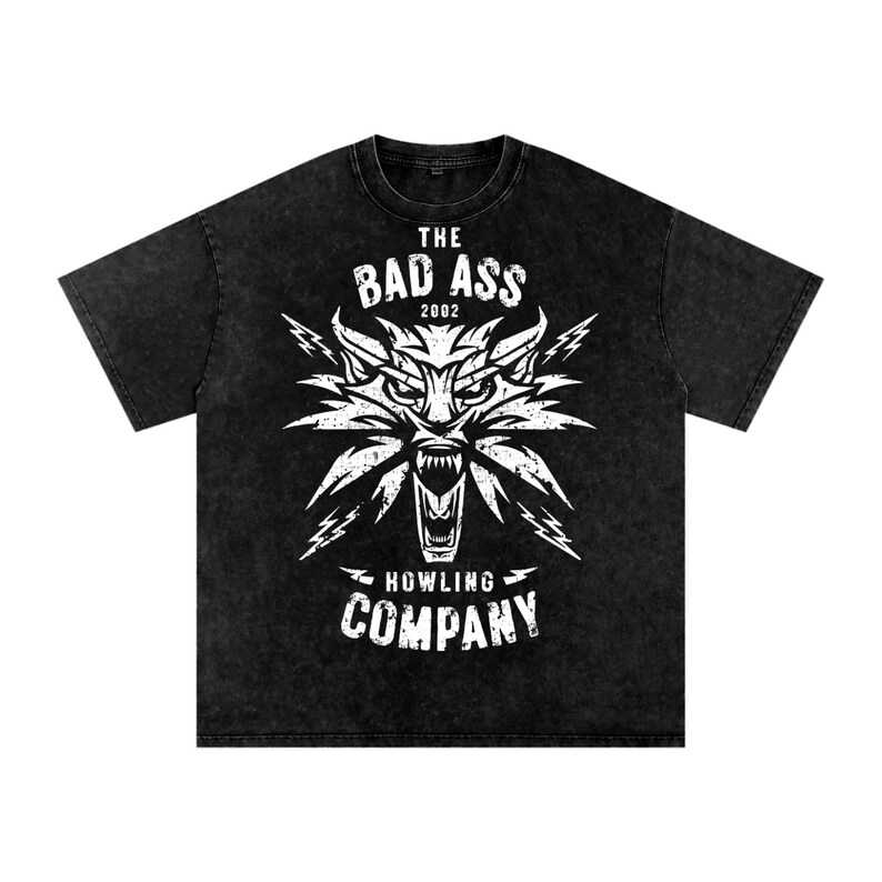 -shirt The Witcher Wild Hunt | Chemise The Witcher Howling Company, cadeau pour gamer fantastique, t-shirt oversize délavé à l'acide, streetwear grunge et gothique, image 15