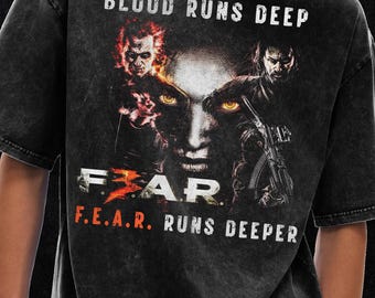 Fear 3 T-shirt | Vintage shirt Alma Wade, Y2K Goth-shirt, oversized T-shirt met acid wash - 250 gsm, grunge & Goth-streetwear, gewassen vintage T-shirt