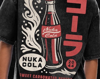 Gaming Nuka Cola gepersonaliseerd cadeau voor gamers Shirt, op FallOut geïnspireerd shirt, oversized T-shirt met acid wash, 250 gsm, grunge en goth streetwear