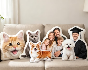 Custom Photo Pillow, Personalized Shape Cushion, Pet Memorial Keepsake, Family Portrait Pillow