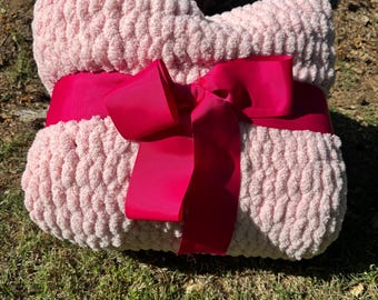 Couverture en tricot Jolie rose