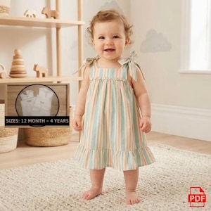 Baby Frock Dress Sewing Pattern, Baby Dress, Beginner Friendly, Easy Dress Pattern, Sleeveless Dress, Top Pattern, Instant PDF Download