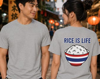 Rice Is Life Graphic T-Shirt | Steaming Bowl Foodie Tee