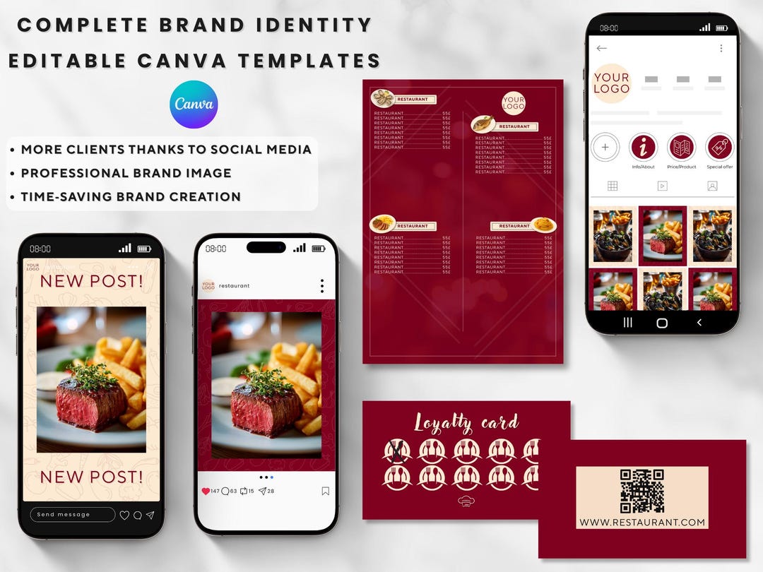 Restaurant Canva Templates Bundle | Elegant Food Social Media Kit ...