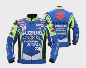 Handmade Suzuki Motorcycle Mesh Jacket, Designer Biker Style Jacket Mesh Suzuki Jacket Mesh Fabric Jacket Summer Jacket